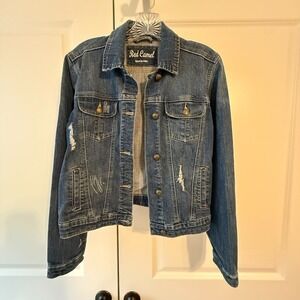 Red Camel Women's M  Distressed Denim Jacket Casual Vintage Style Streetwear